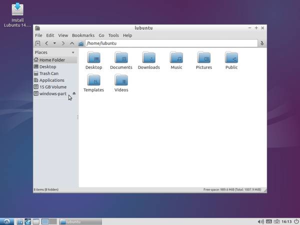 Les partitions Windows et les autres disques apparaissent dans PCMan.